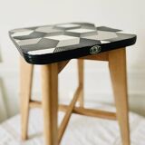 Vintage LV brand wood and formica stool from the 1950s