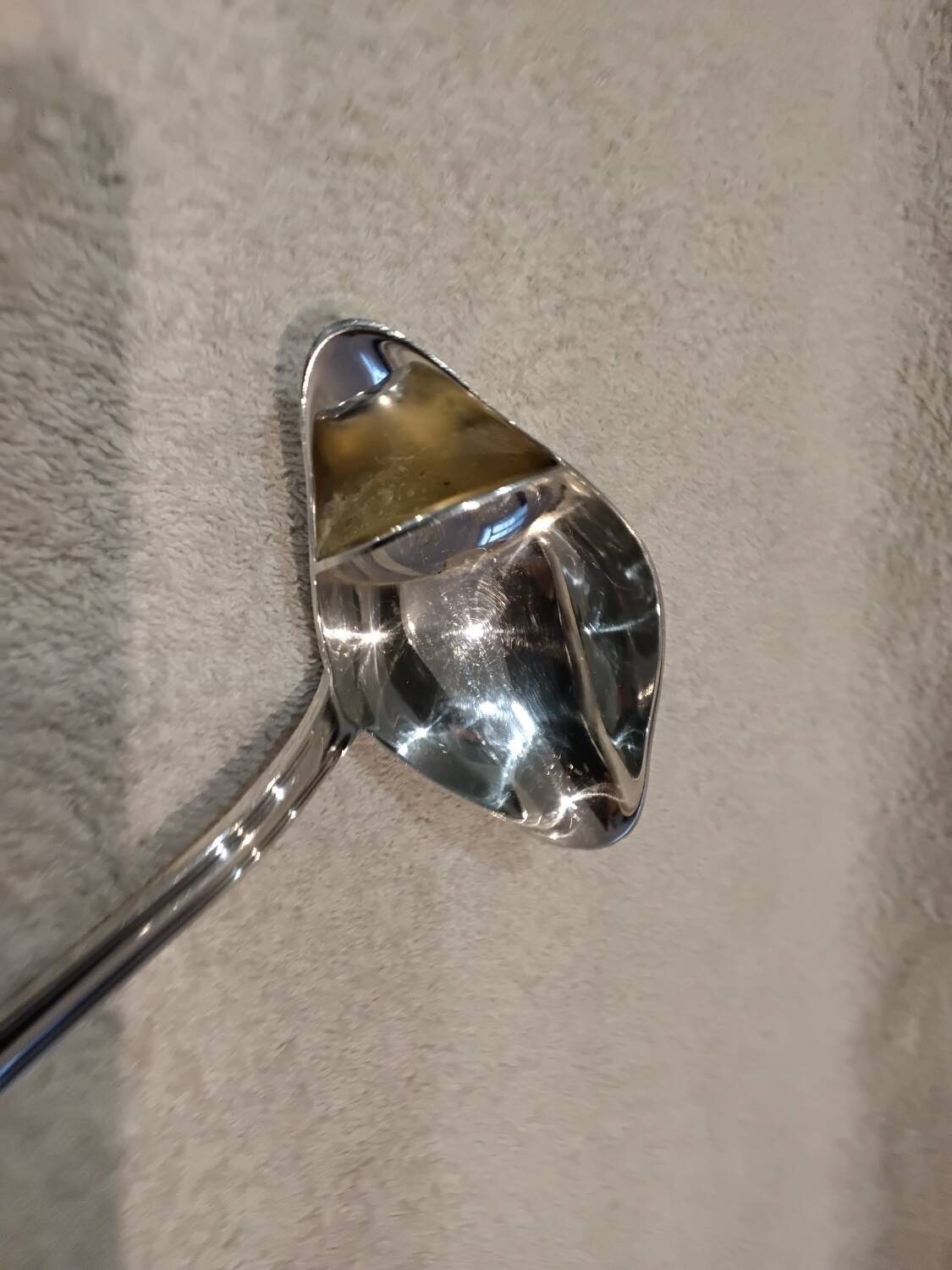 Silver-plated metal ladle for fats and lean meats, by silversmith Ercuis Valencay, 17.6cm