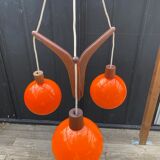 Scandinavian Rispal teak chandelier 1960