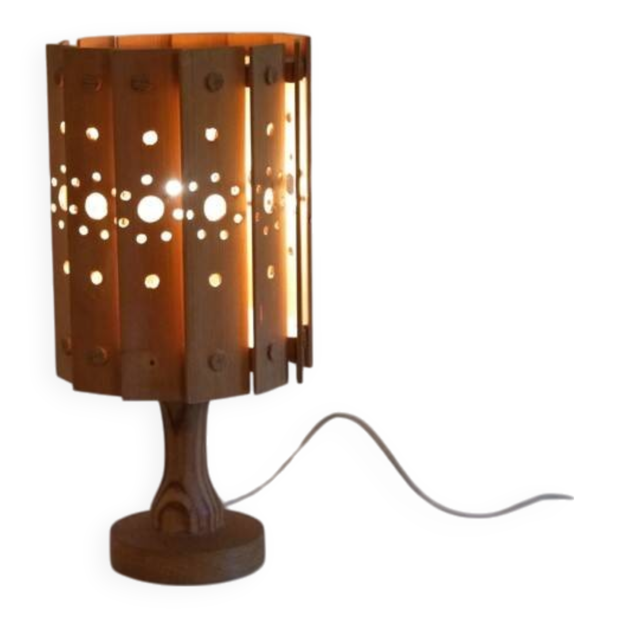 Lampe vintage scandinave en bois 1970