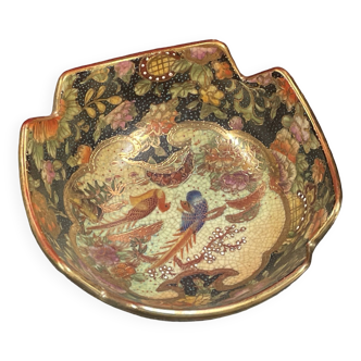 Empty pocket with rich decoration, birds, gold... Satsuma Japan ceramic