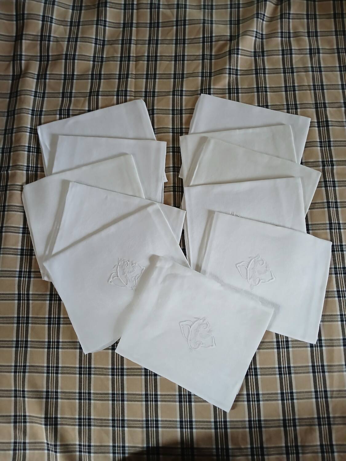 11 antique linen napkins