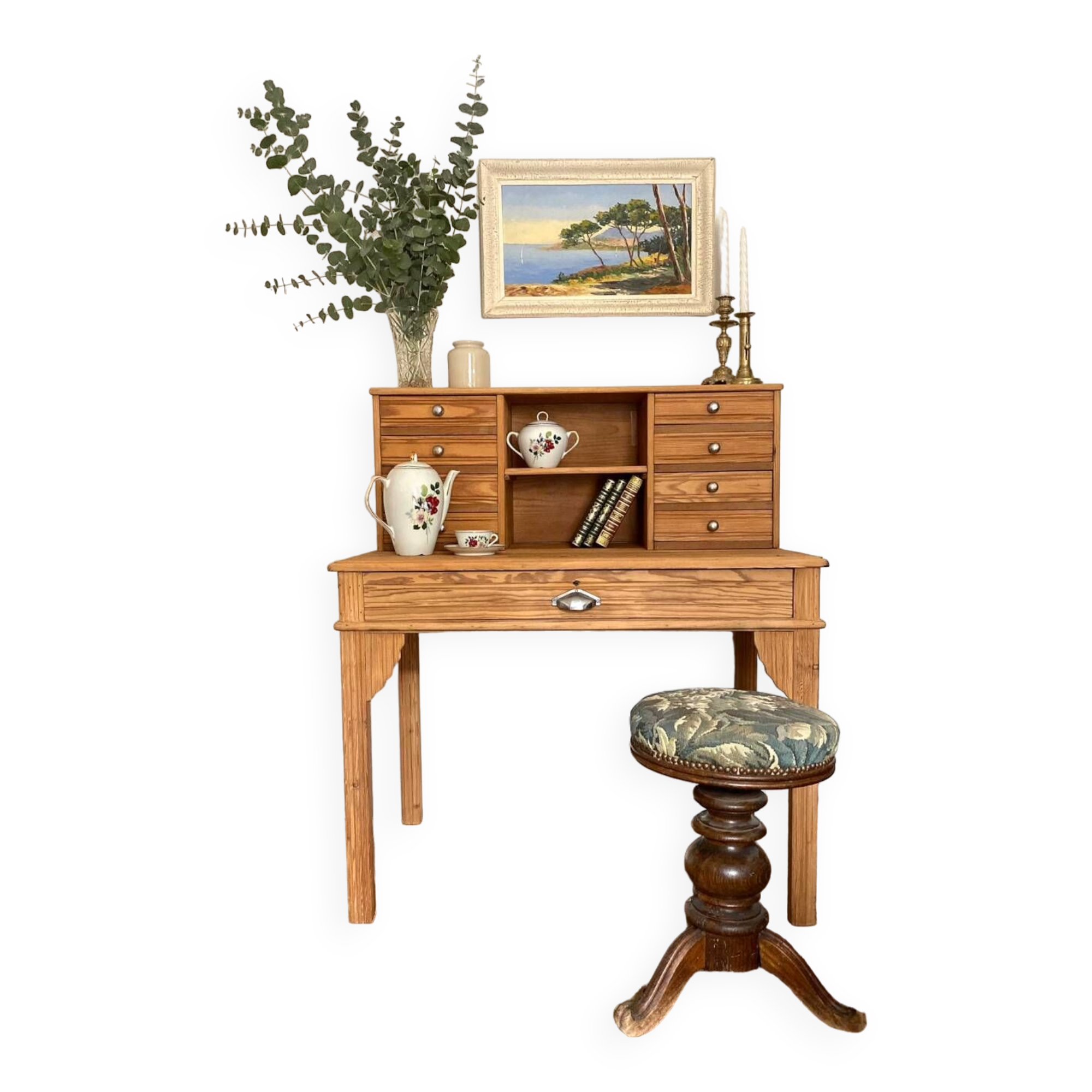 Magnificent Art Deco style secretary desk in old wood