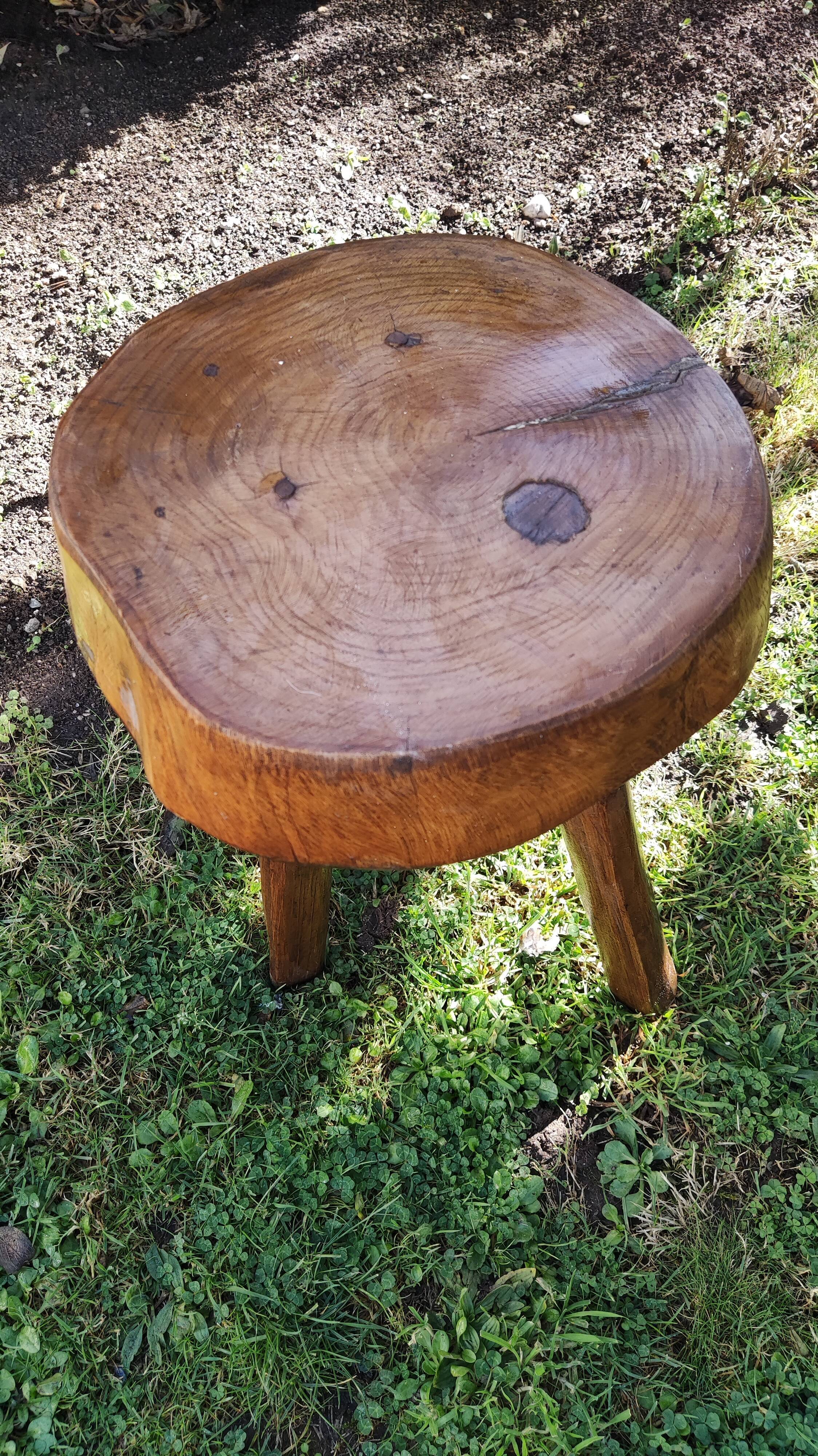 Rustic wood tripod stool