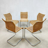 5 vintage rattan dining chairs