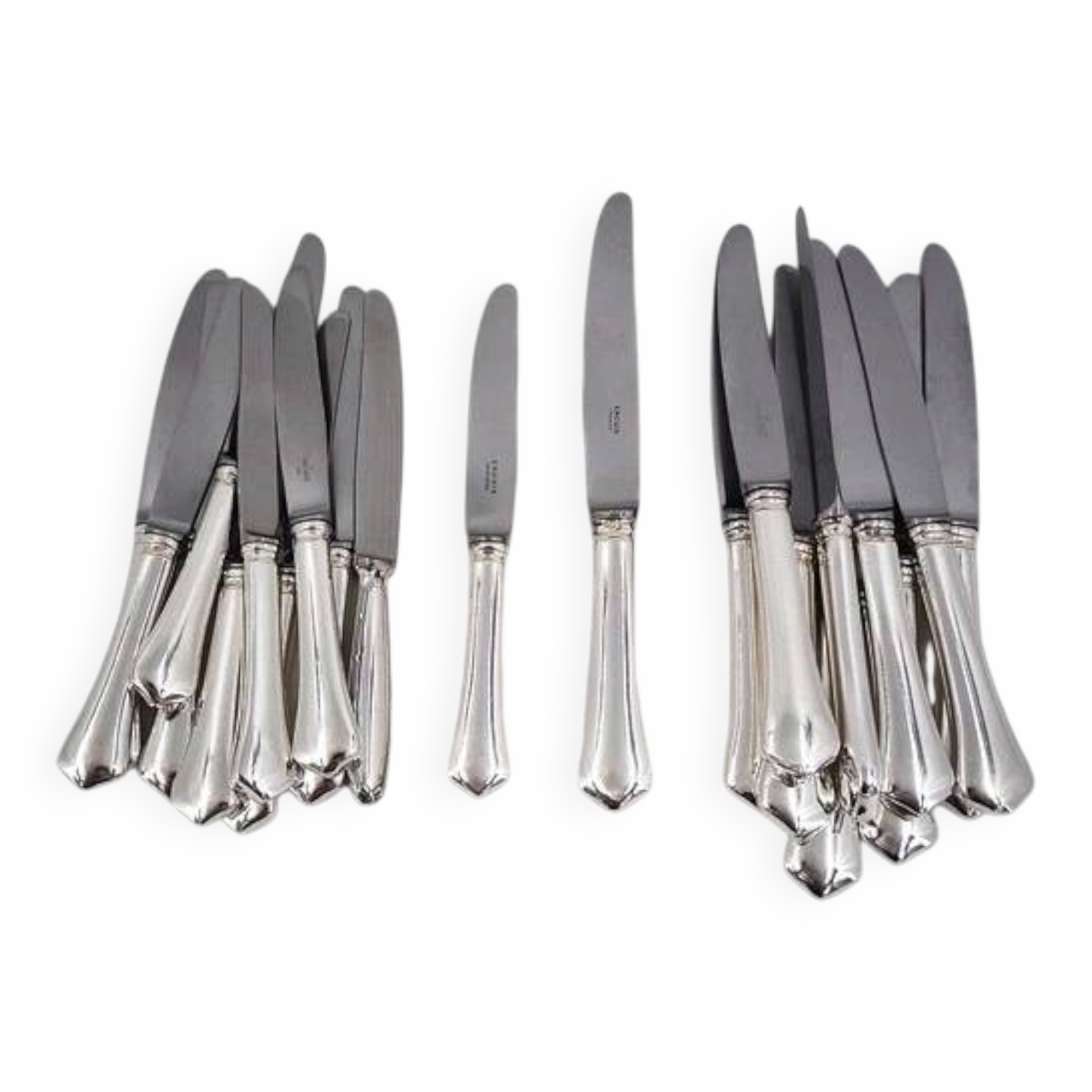 Ravinet d'Enfert, Ercuis Brantome set of 20 knives, 10 dinner knives + 10 dessert knives.