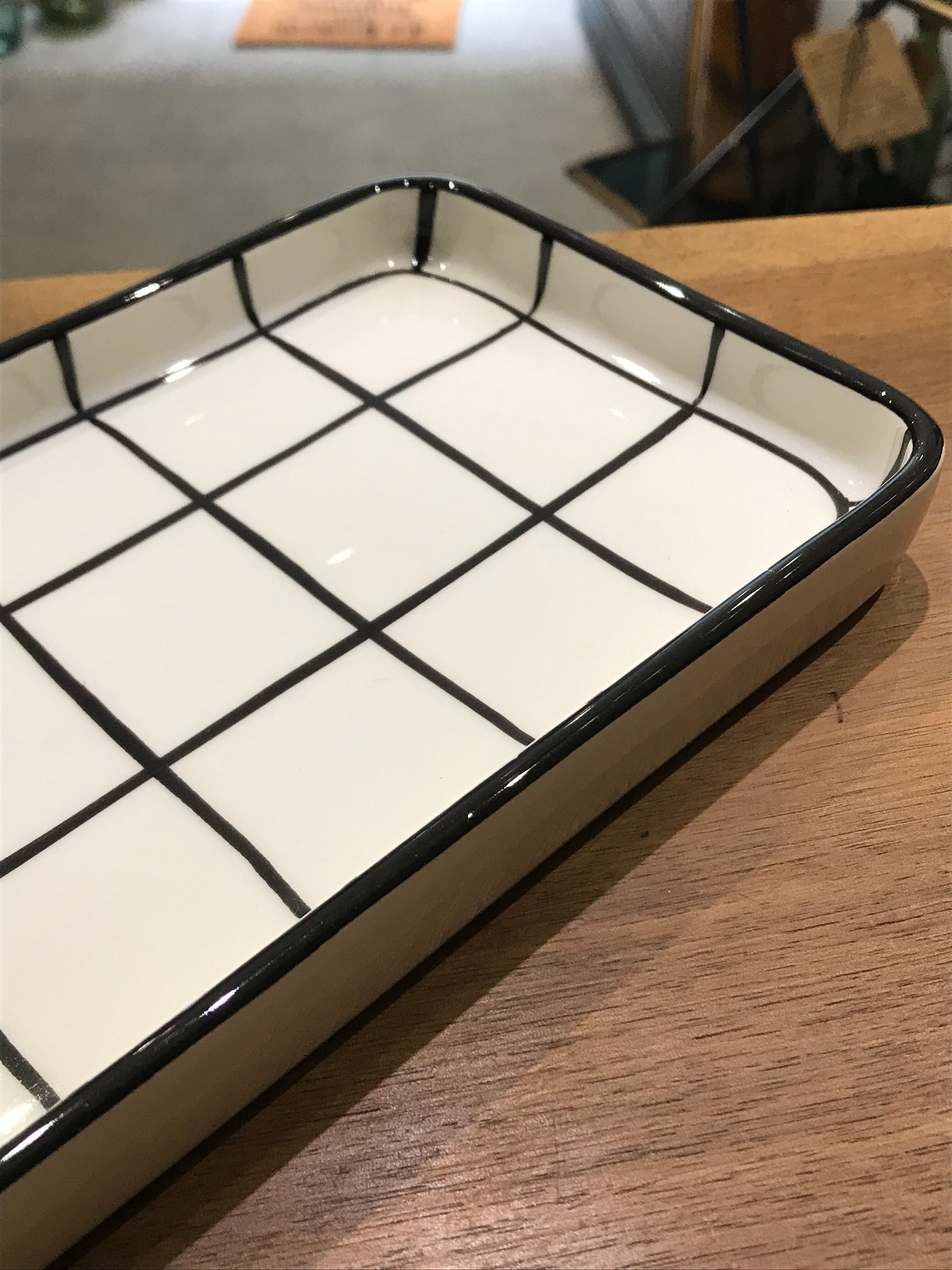 Handmade ceramic grid dish