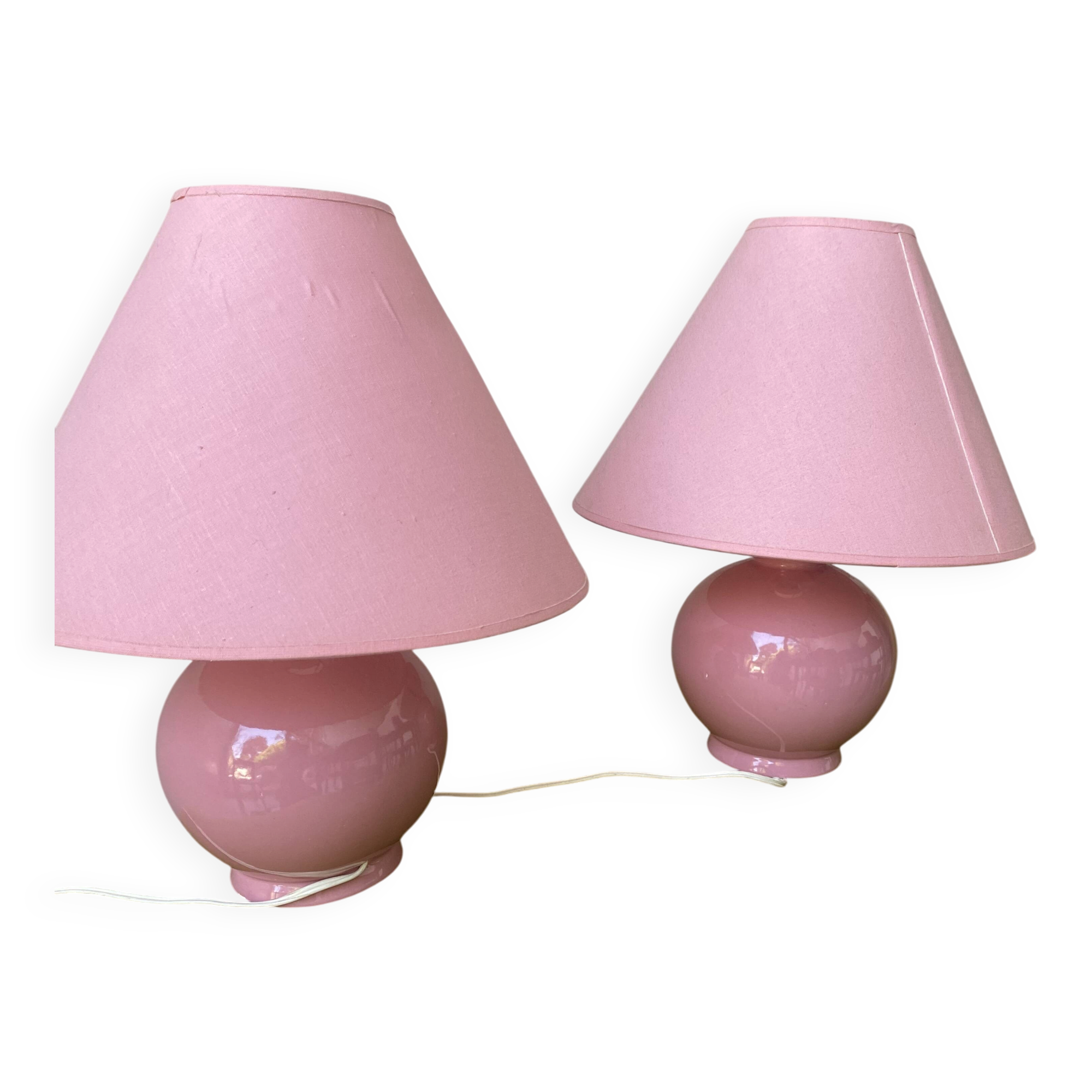 Lot of 2 candy pink bedside lamps