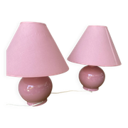 Lot 2 lampes de chevet rose bonbon
