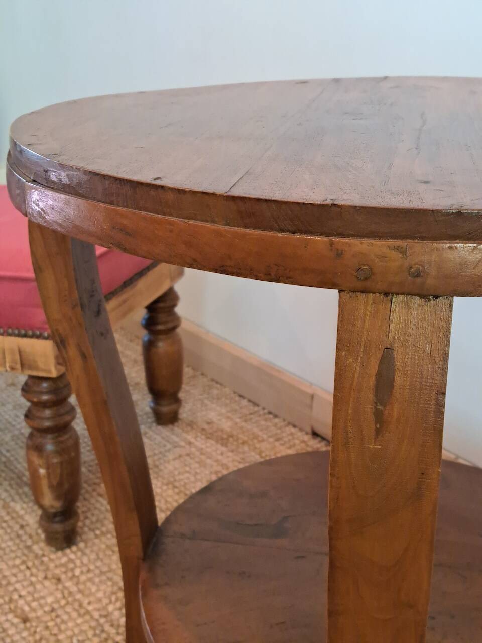 Art deco style solid wood double top side table
