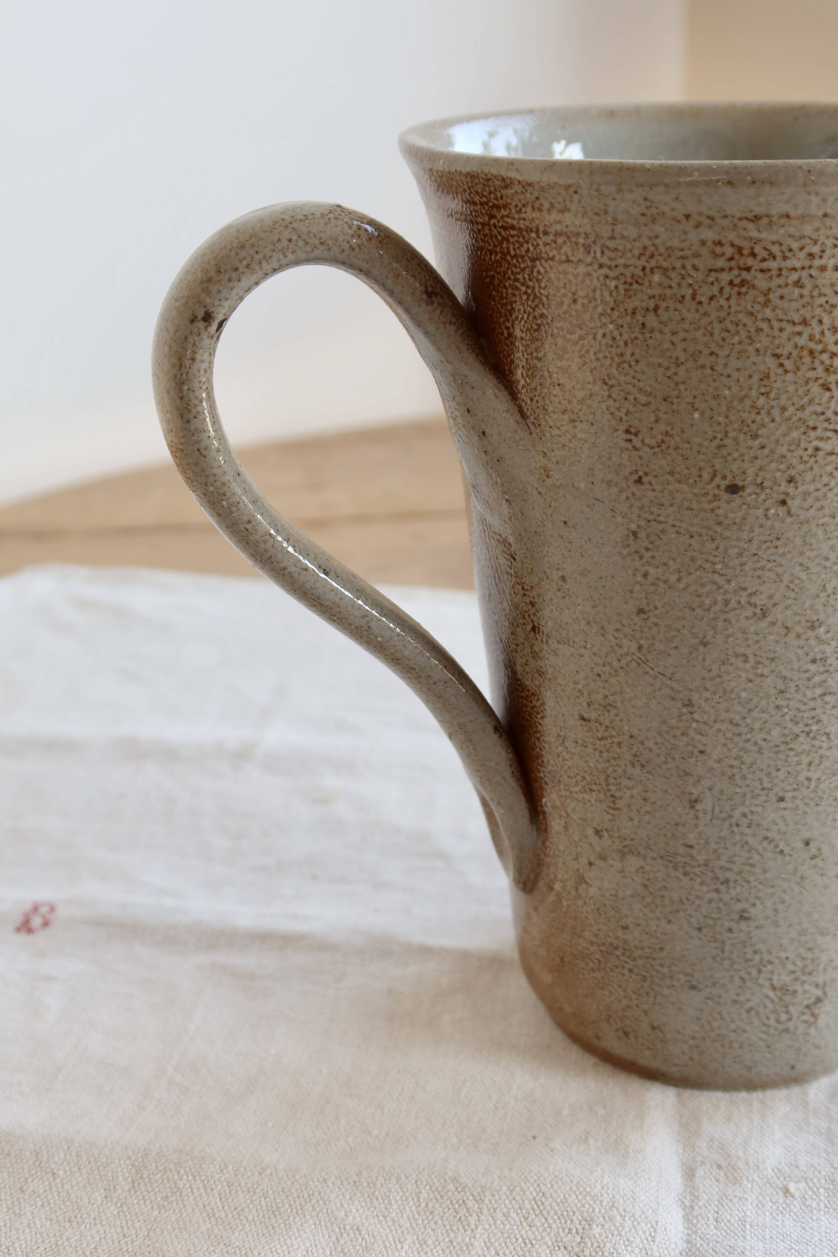 Vintage ceramic jug in taupe brown glaze