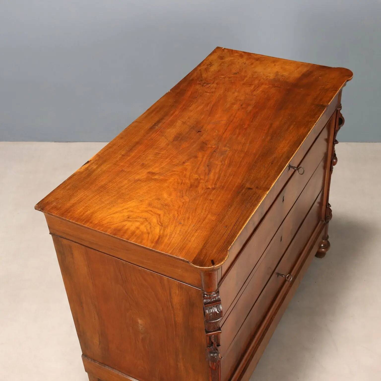 Antique Charles X mahogany commode, Genoa, 19th century