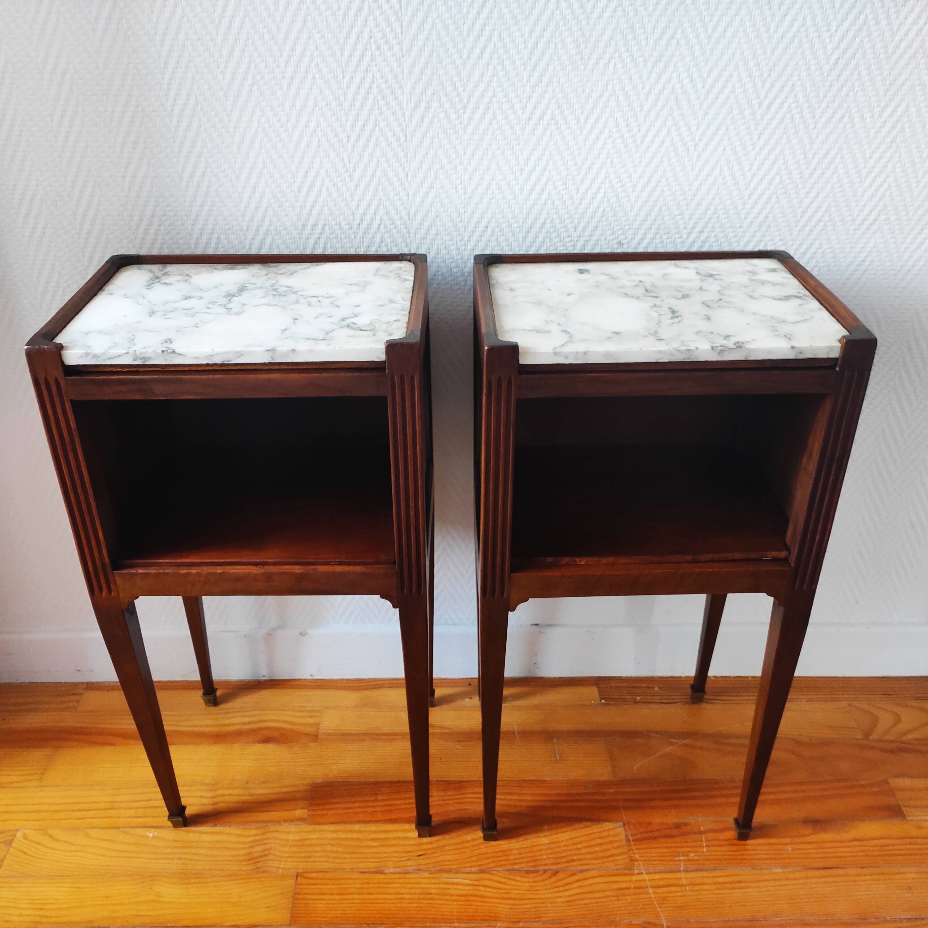 Antique pair of Directoire style bedside tables