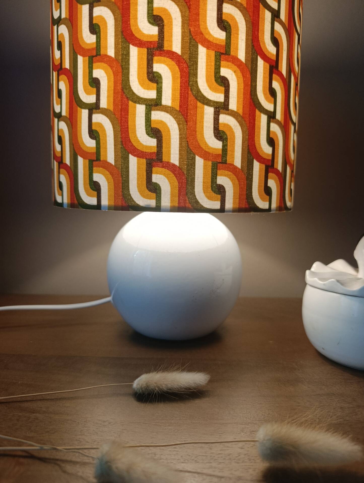 Seventies spirit lamp | psychedelic green/orange lampshade