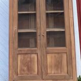 Armoire parisienne ancienne vaisselier bibliothèque en bois massif brut