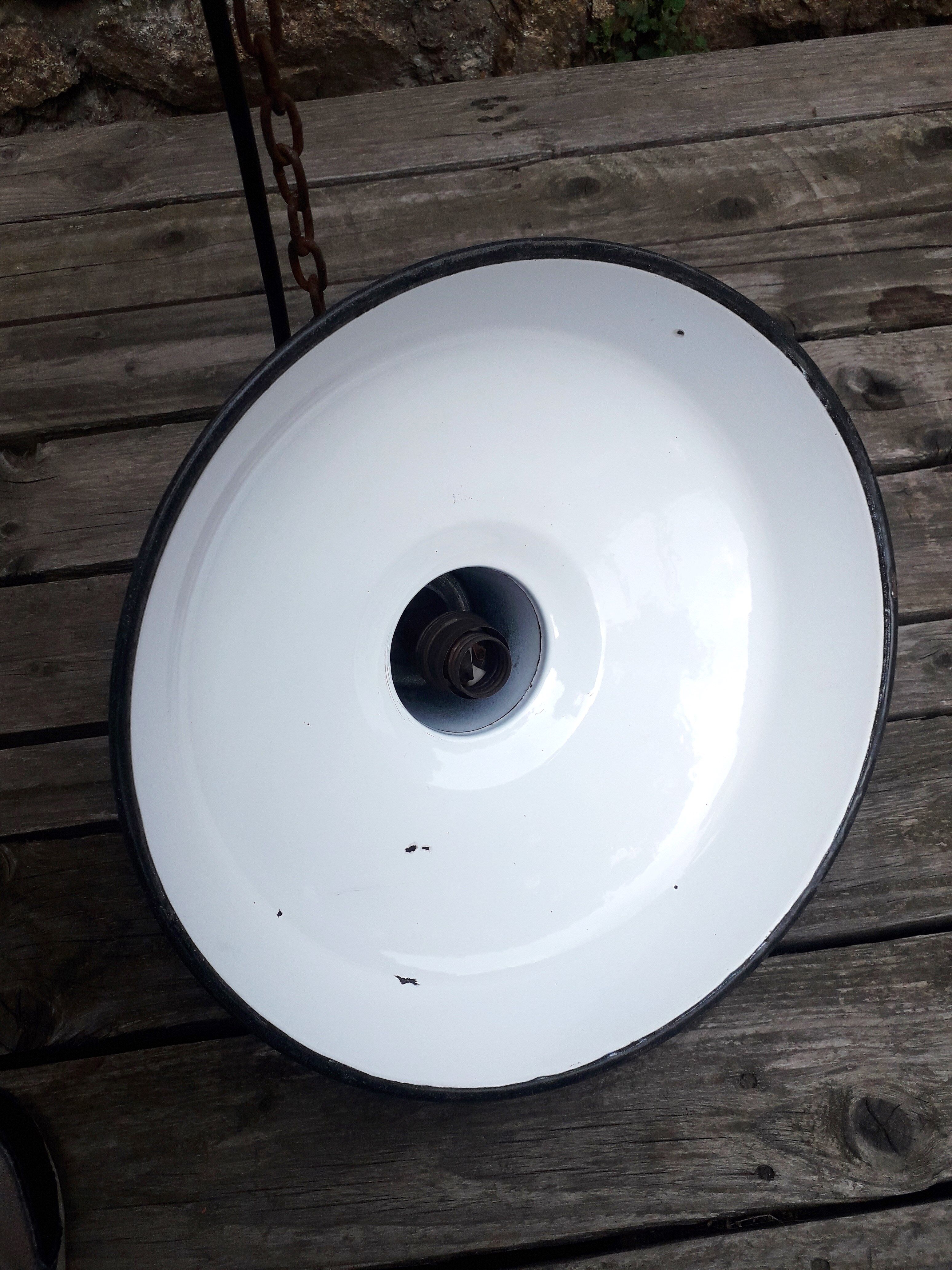 Old industrial suspension - enamelled sheet metal - 1950