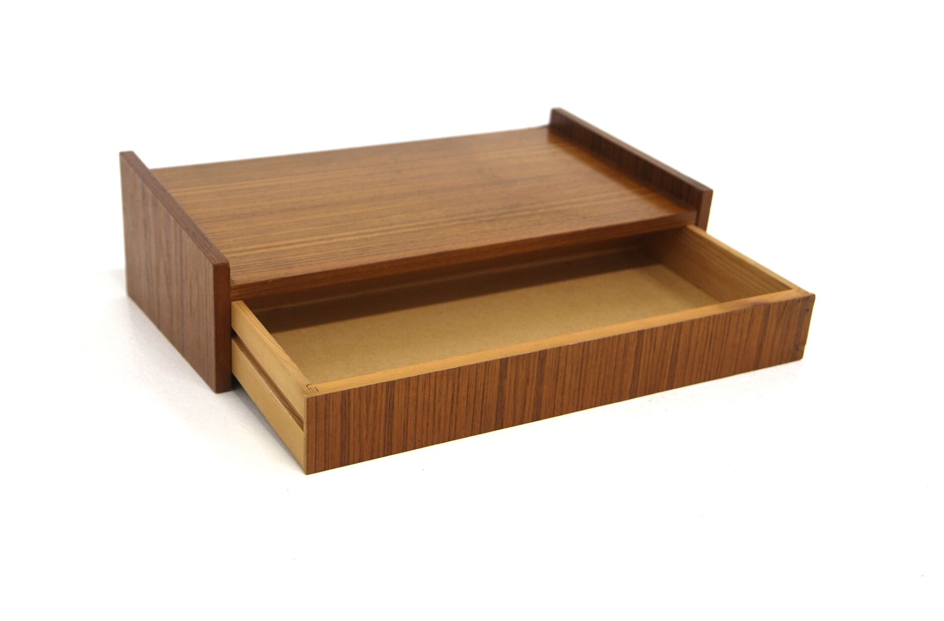 Teak wall console, suede, 1960