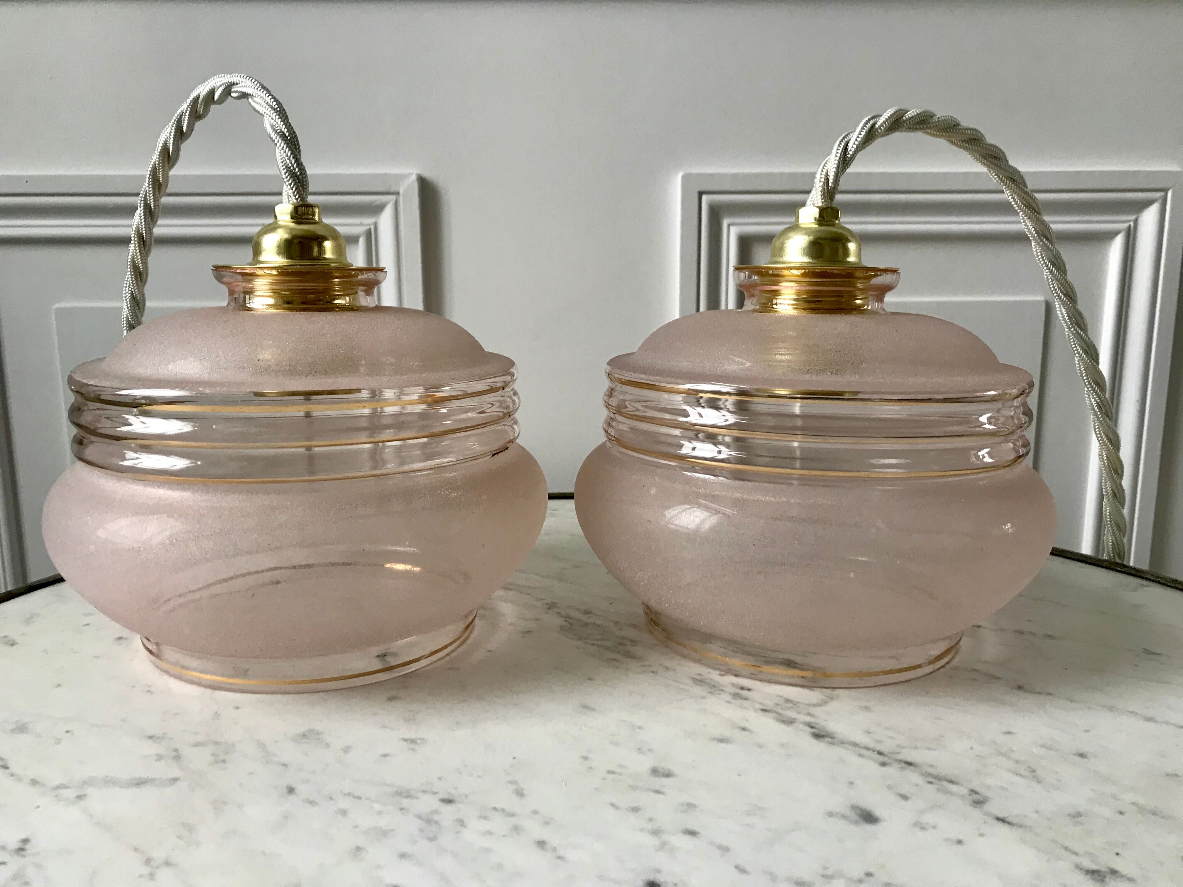 Pair of suspensions / pink granita 50s