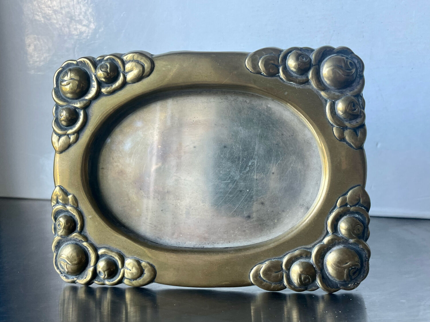 Art nouveau brass picture frame