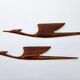 Pair of rare mid-century wooden wall sculptures representing birds and herons, Denmark, 1960s.