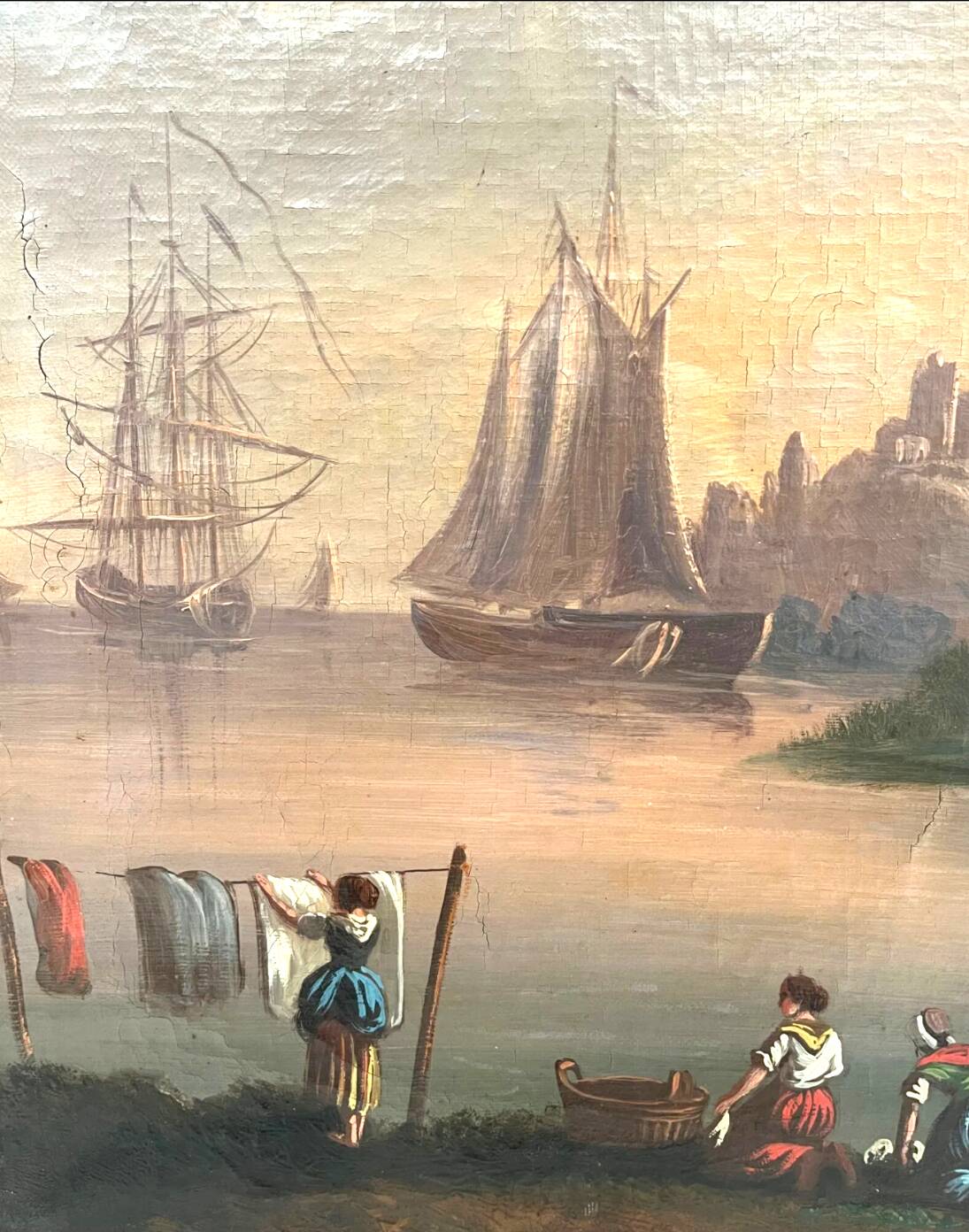 French school of the 19th century. Port scene. Oil on canvas, framed.