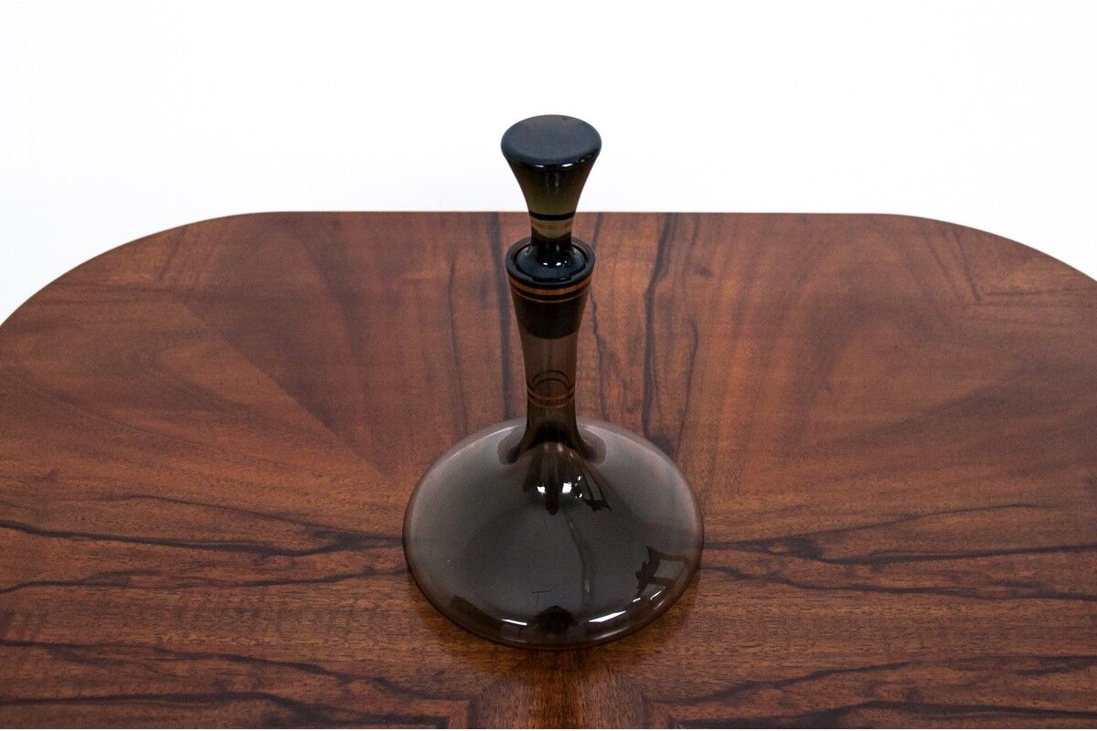 Black glass decanter, Poland, 1960s