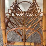 Side table with bamboo magazine holder from the 70s