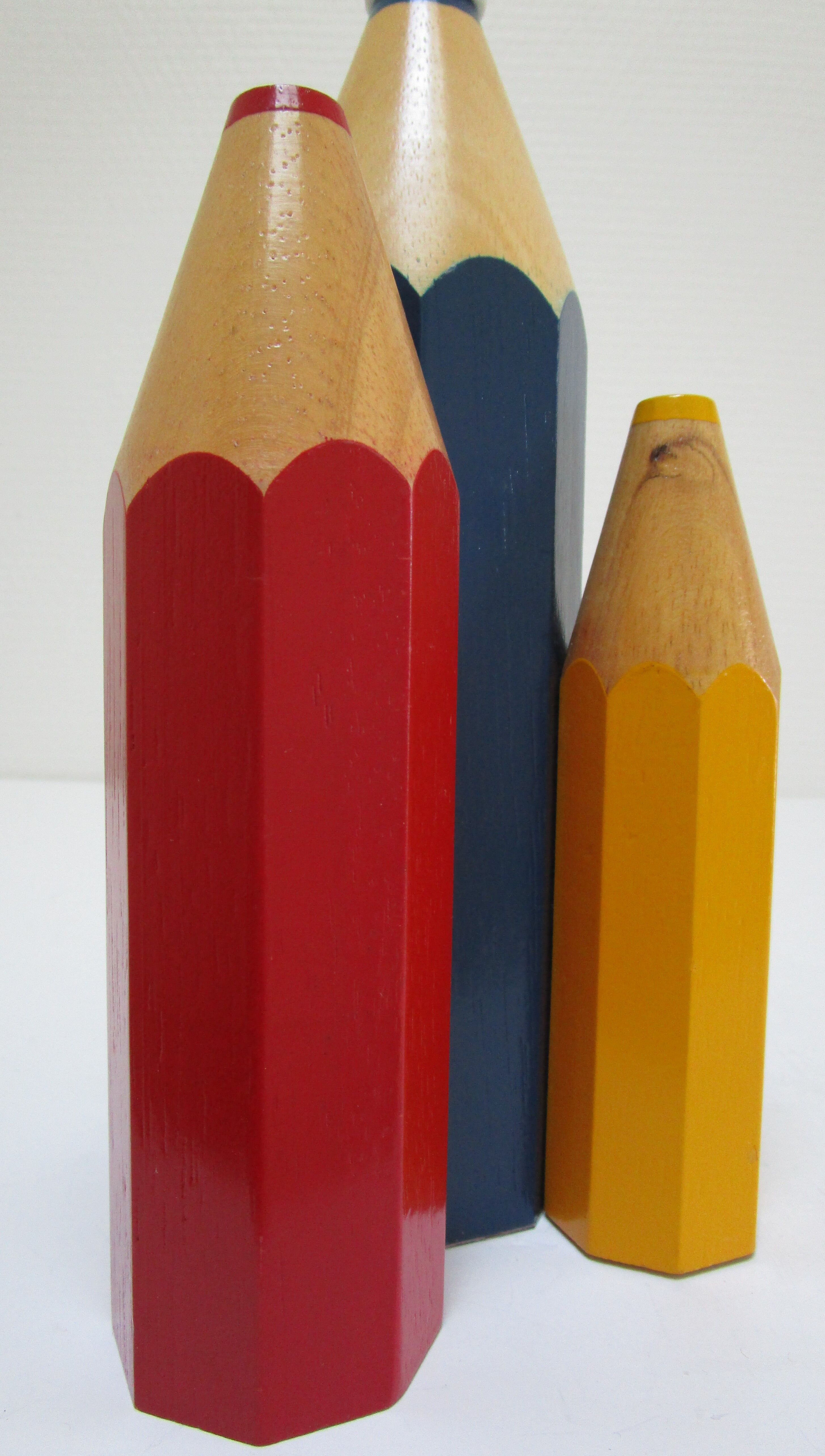 Lamp foot three pencils wood beech vintage 80s