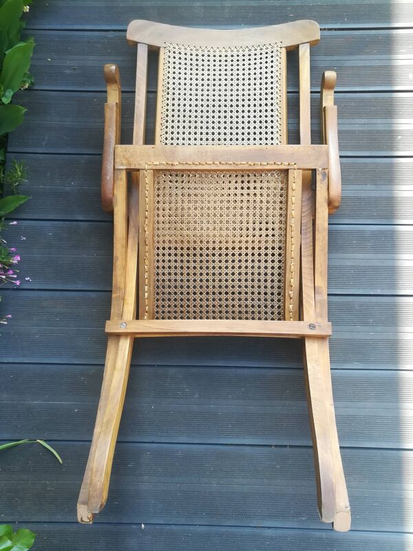Fauteuil canné pliant en hêtre