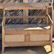 Antique oak solid wood bank with caning.