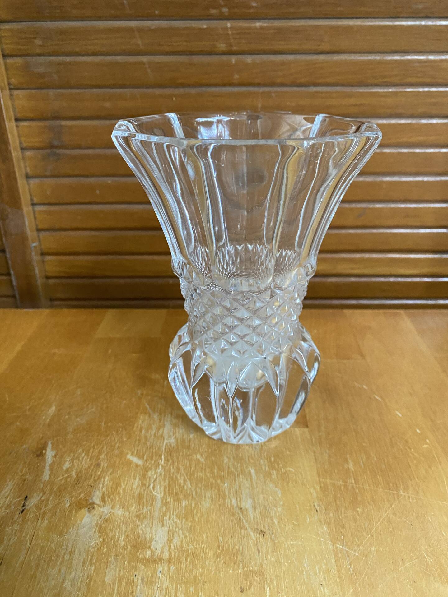 Antique vase val saint lambert model baden diamond cut crystal vintage