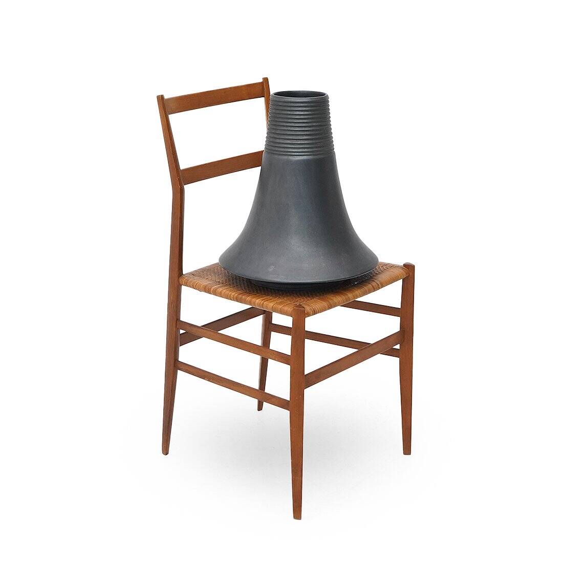 Black ceramic vase Vulcani by Franco Bresciani for Gabbianelli, 1970s