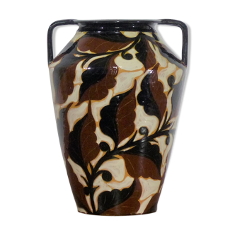 Enamel ceramic Art Deco vase