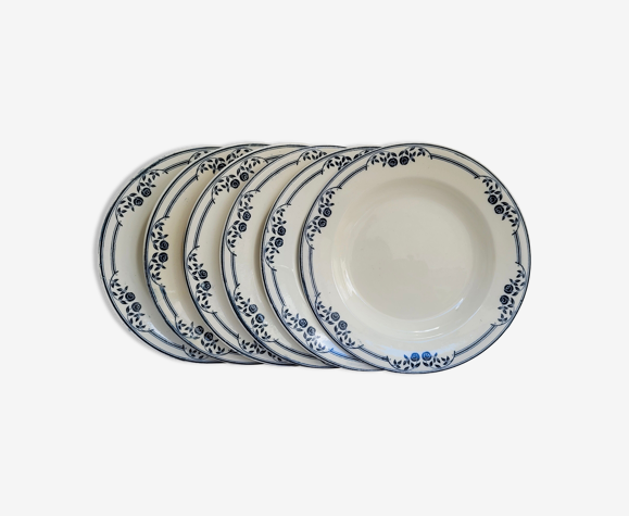 Lot de 6 assiettes creuses Salins Modèle Saussure A.B.Terre de Fer