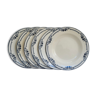 Set of 6 hollow plates Salins Model Saussure A.B.Terre de Fer