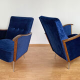 Restored Bauhaus Tubular Armchair Pair From 60's / Set Of 2 / Renovated / Chair / Furniture / Velvet