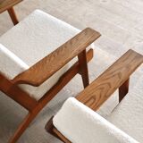 Pair Of GE290 Armchairs In Bouclé By Hans Wegner For Getama, Denmark, 1950s