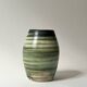 Vase in white clay with green/beige glaze - signed work