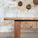 Vintage farm table with spindle legs.