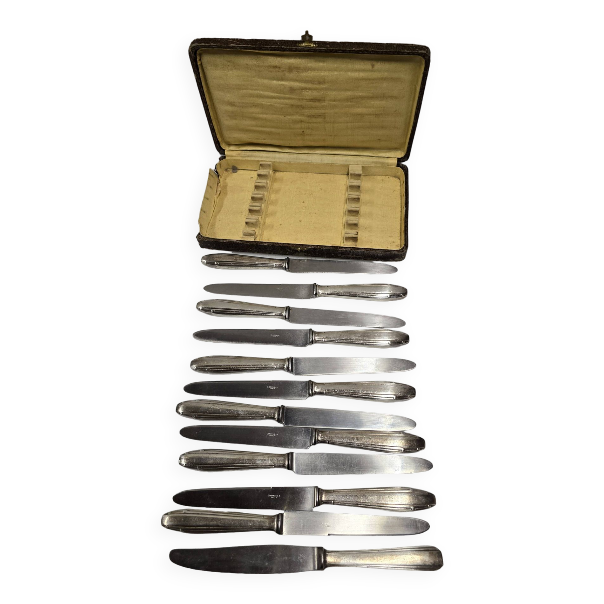 12 silver-plated knives from the mid-20th century