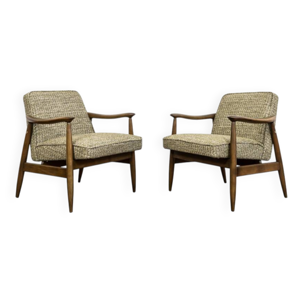 Fauteuils Mid-Century par Juliusz Kędziorek, Pologne, années 1960, ensemble de 2