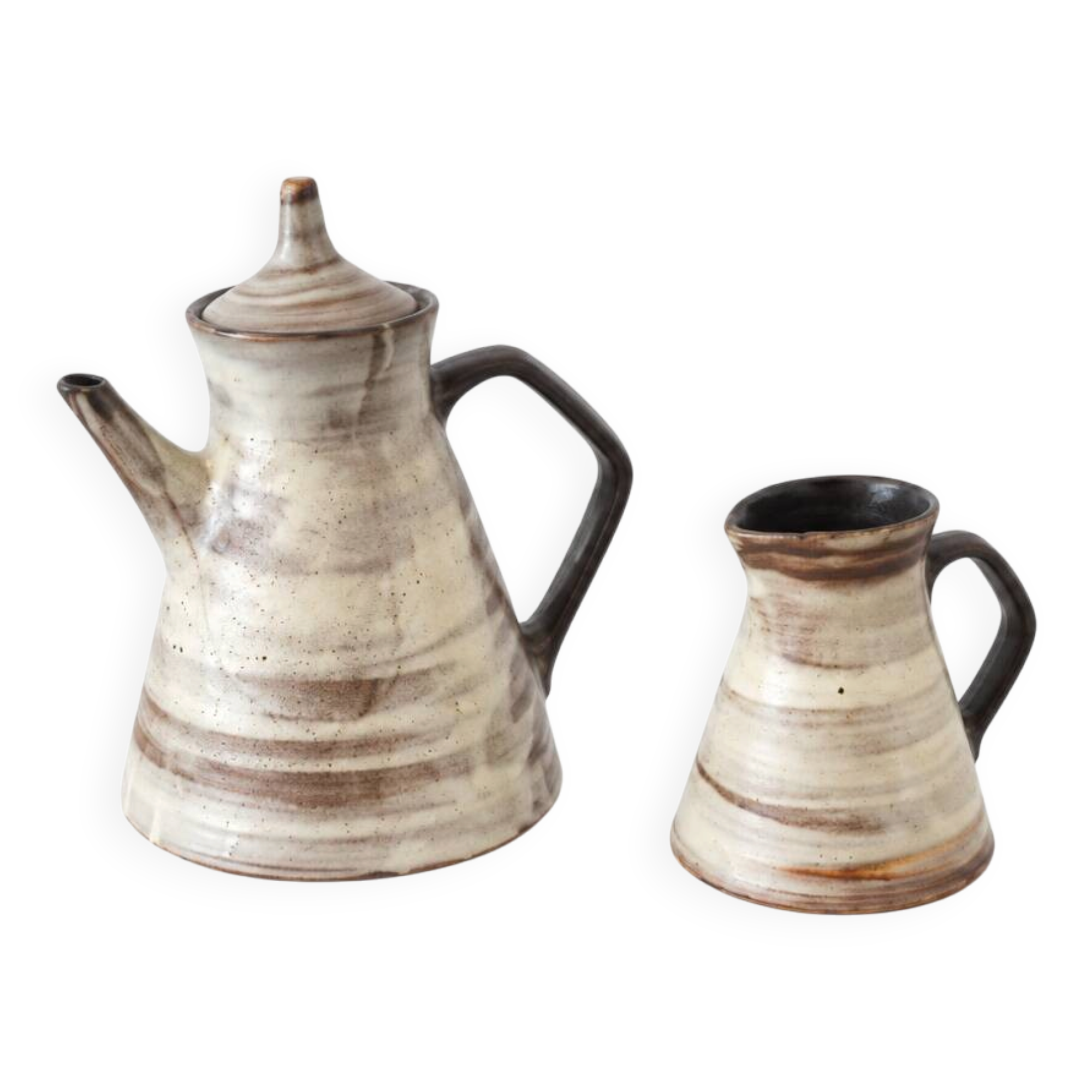 Coffee pot and cream jug in stoneware – Chantal & Thierry Robert – Les Grès du Loir
