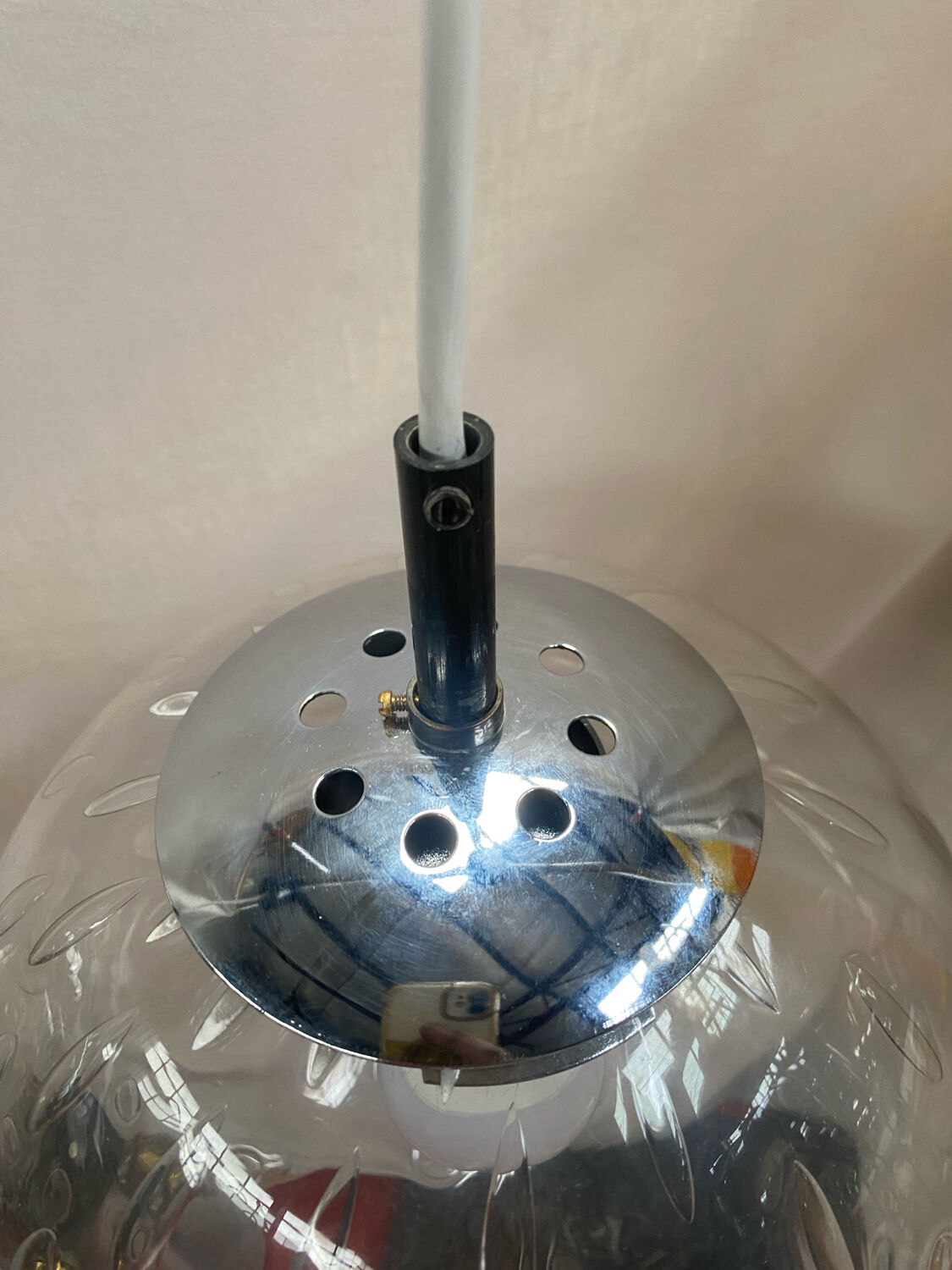 Raak Amsterdam pendant light in clear bubbled glass, 1970s