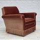 1970s, Danish armchair, salmon pink furniture velour, beech wood.