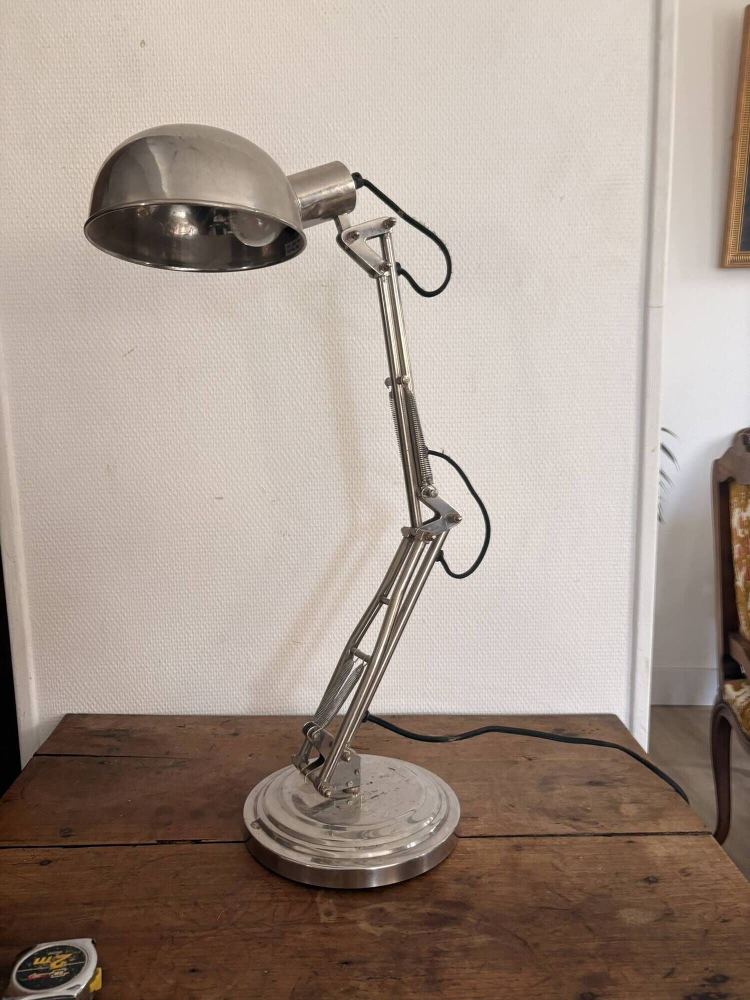 Lampe Architecte Bureau Double Bras Articulée Métal Chromé Bauhauss