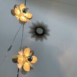 2-light flower floor lamp in French design metal from the 70s vintage