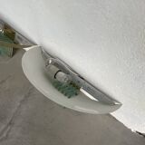 Pair of brass and art deco glass wall lights SCE