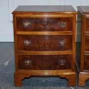 Nightstands in Walnut Burl with Drawers, Set of 2