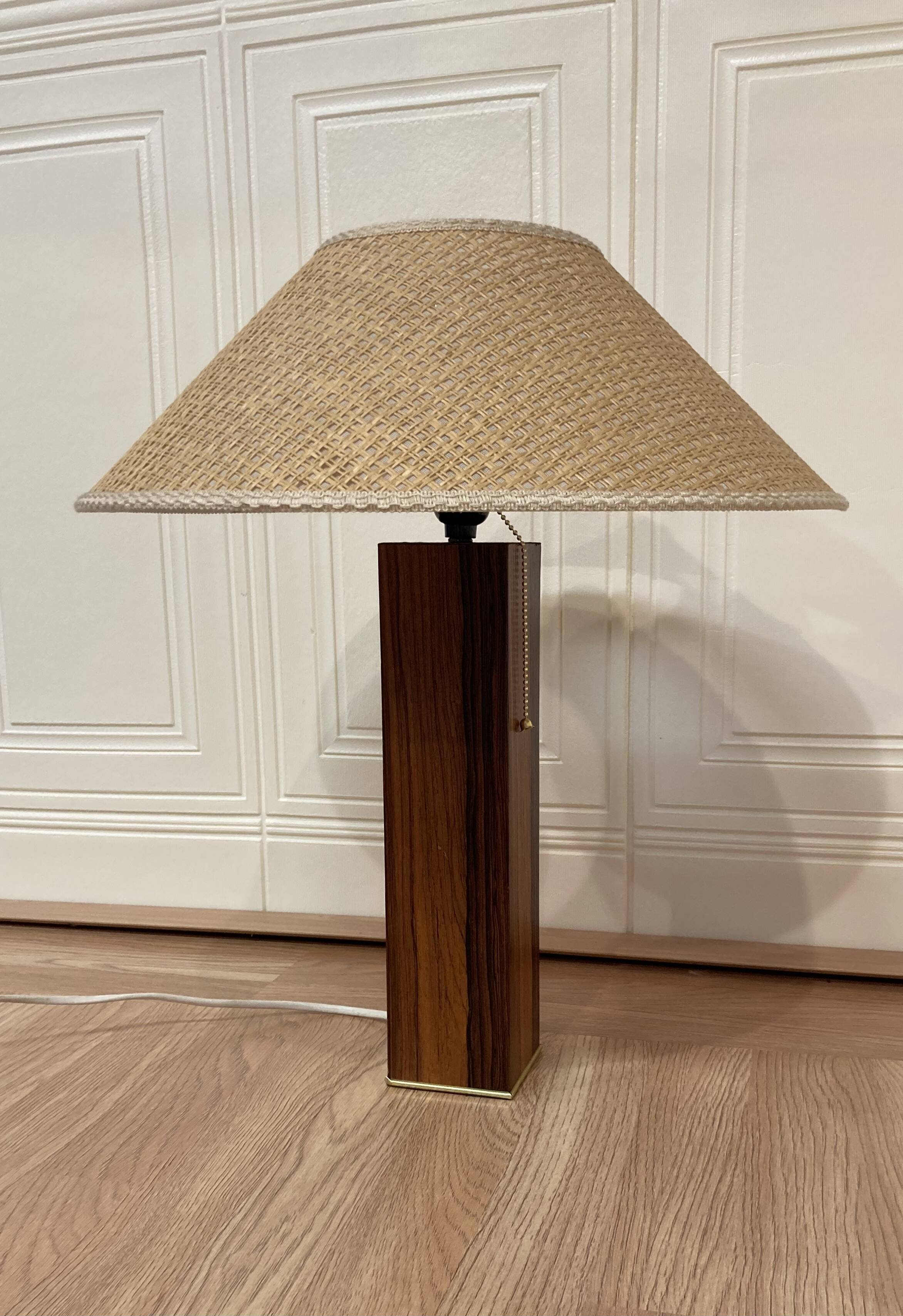 LARGE ROSEWOOD LAMP SCANDINAVIAN DESIGN 1960.