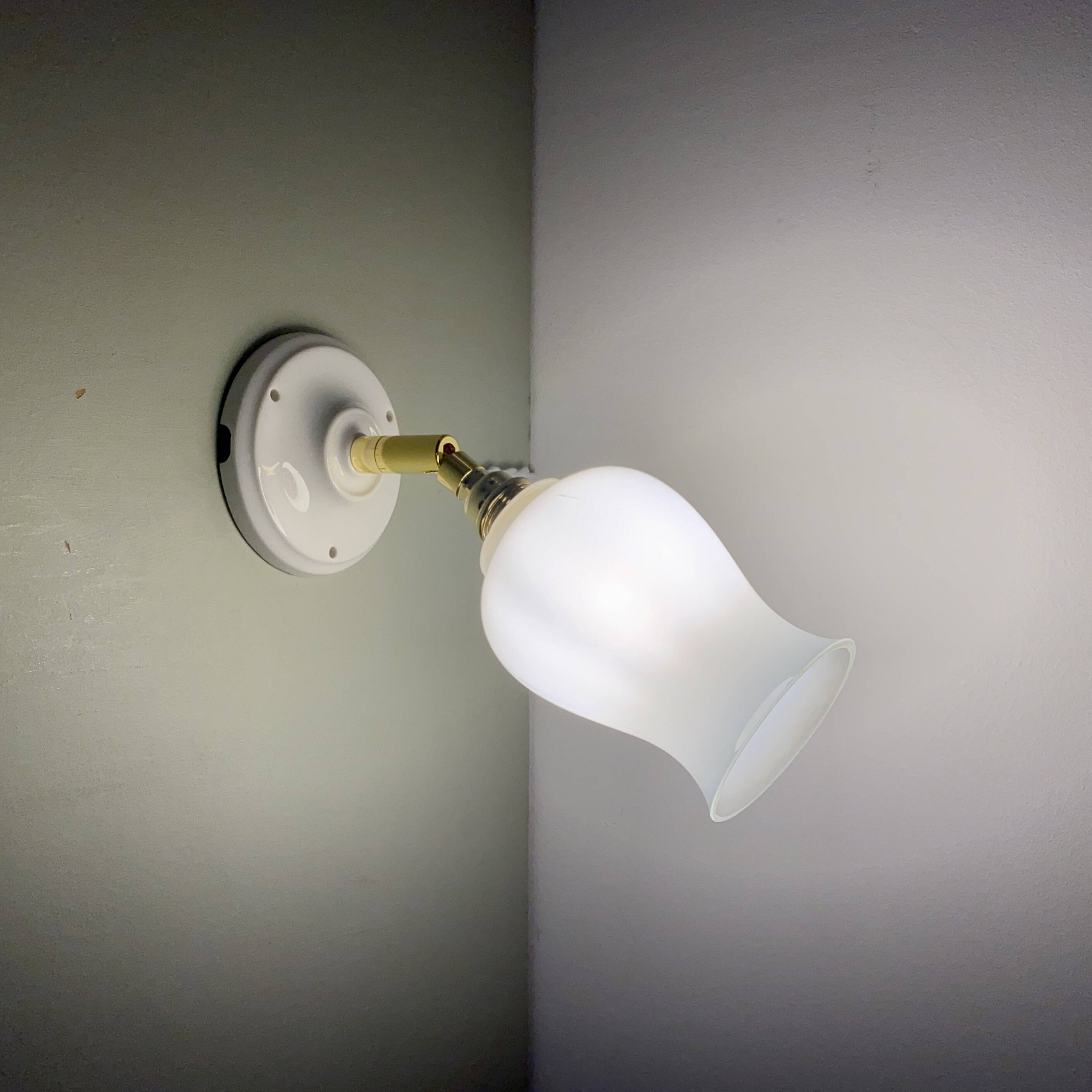 Vintage tulip wall lamp in white opaline